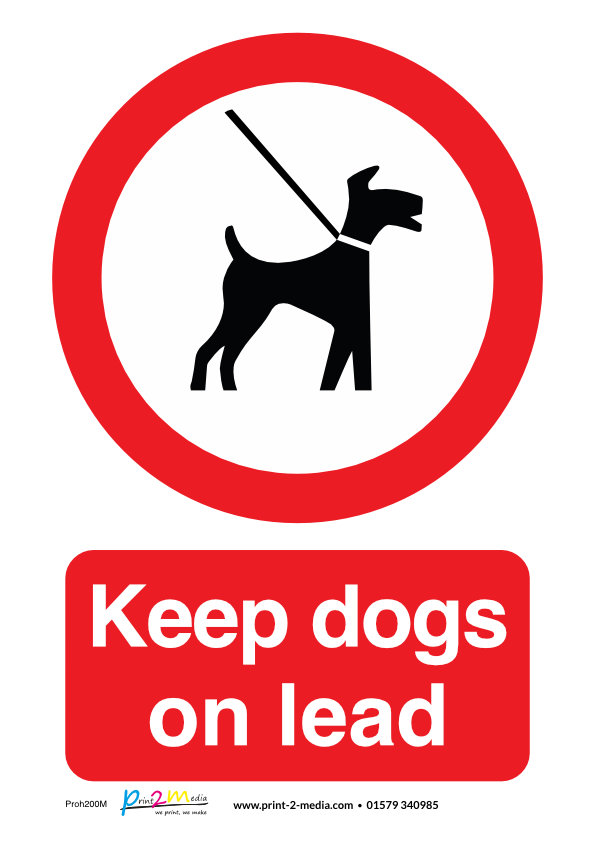 Keep dogs on leads at all times around horses Safety sign 