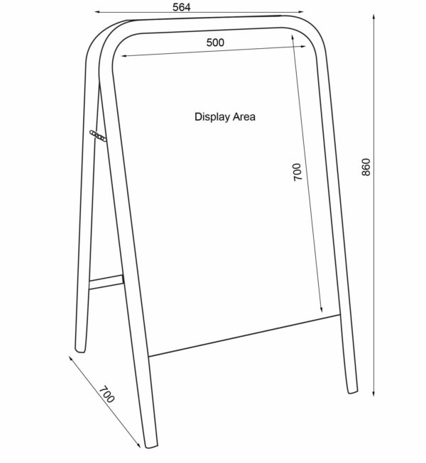 A diagram of a standard A-Board showing dimensions