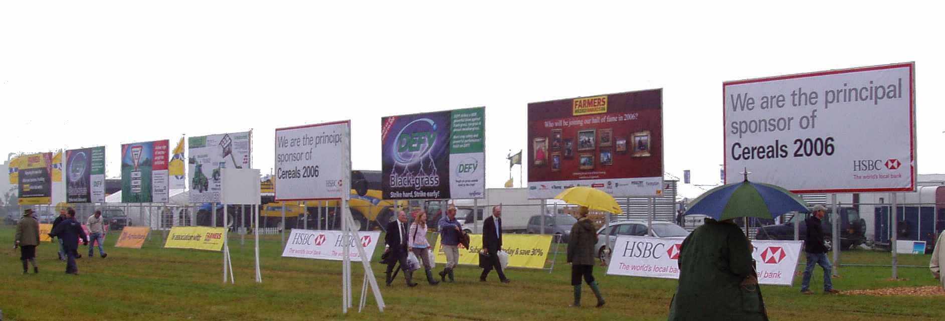 Just some of the many hundreds of signs and advertising boards we print for exhibitions and shows like the Cereals Event