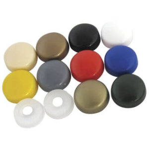 A photo of a selection of coloured screw caps
