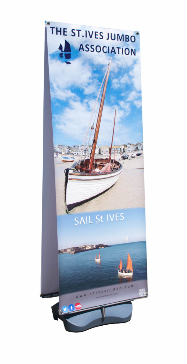 A photo of a double sided outdoor banner frame