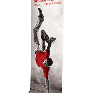 A sturdy high quality roll up banner with display graphic attached