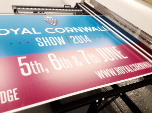 A photo of our Fuji Acuity 1600 LED printing Royal Cornwall Show boards
