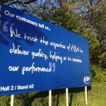 A photo of a large sign produced for the British Pig and Poultry Fair