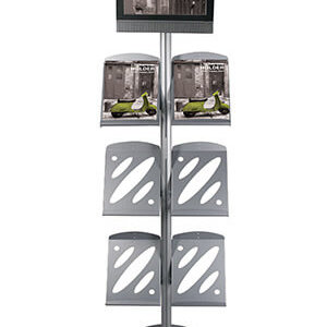 Linear audio visual literature rack