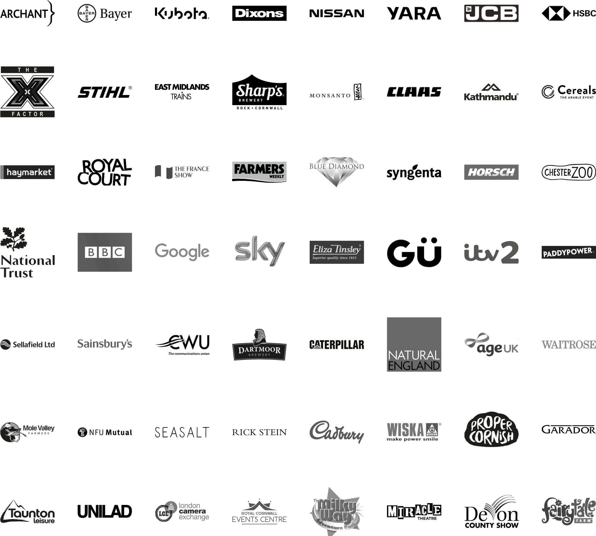 The logos of some of the many brands Print 2 Media works with