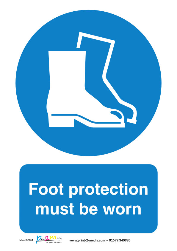 Foot protection must be worn safety sign