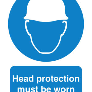 Head protection must be worn safety sign