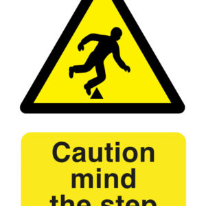 Caution mind the step safety sign