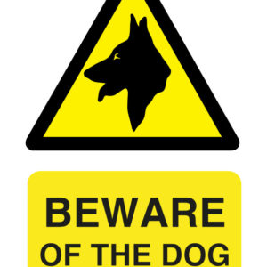 Beware of the dog safety sign