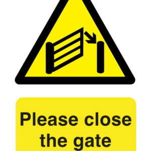 Please close the gate safety sign