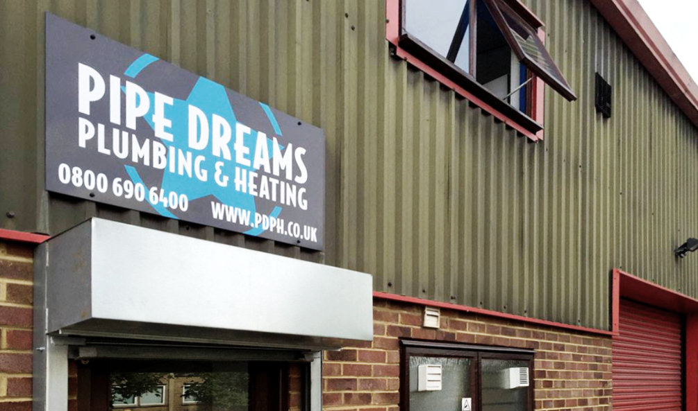 A sign outside Pipe Dreams Plumbing and Heating