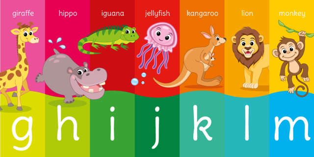 Animal alphabet signs - with cartoon animal illustrations for schools